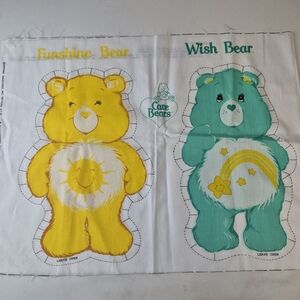 1983 Care Bears Cut & Sew Panel Funshine & Wish Bear Vintage Plush Fabric